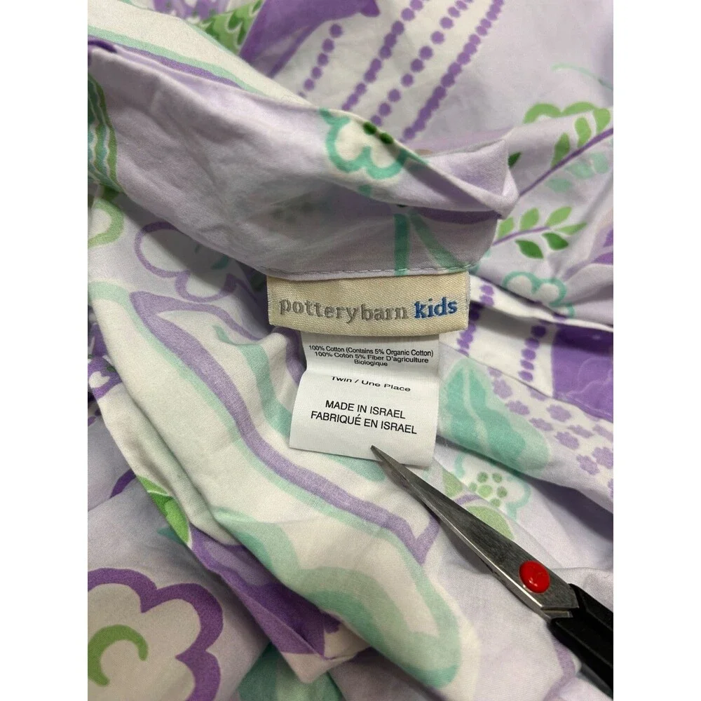 POTTERY BARN KIDS Bird Duvet Cover‎ Lavender Girls Birdcage Floral Twin Flora